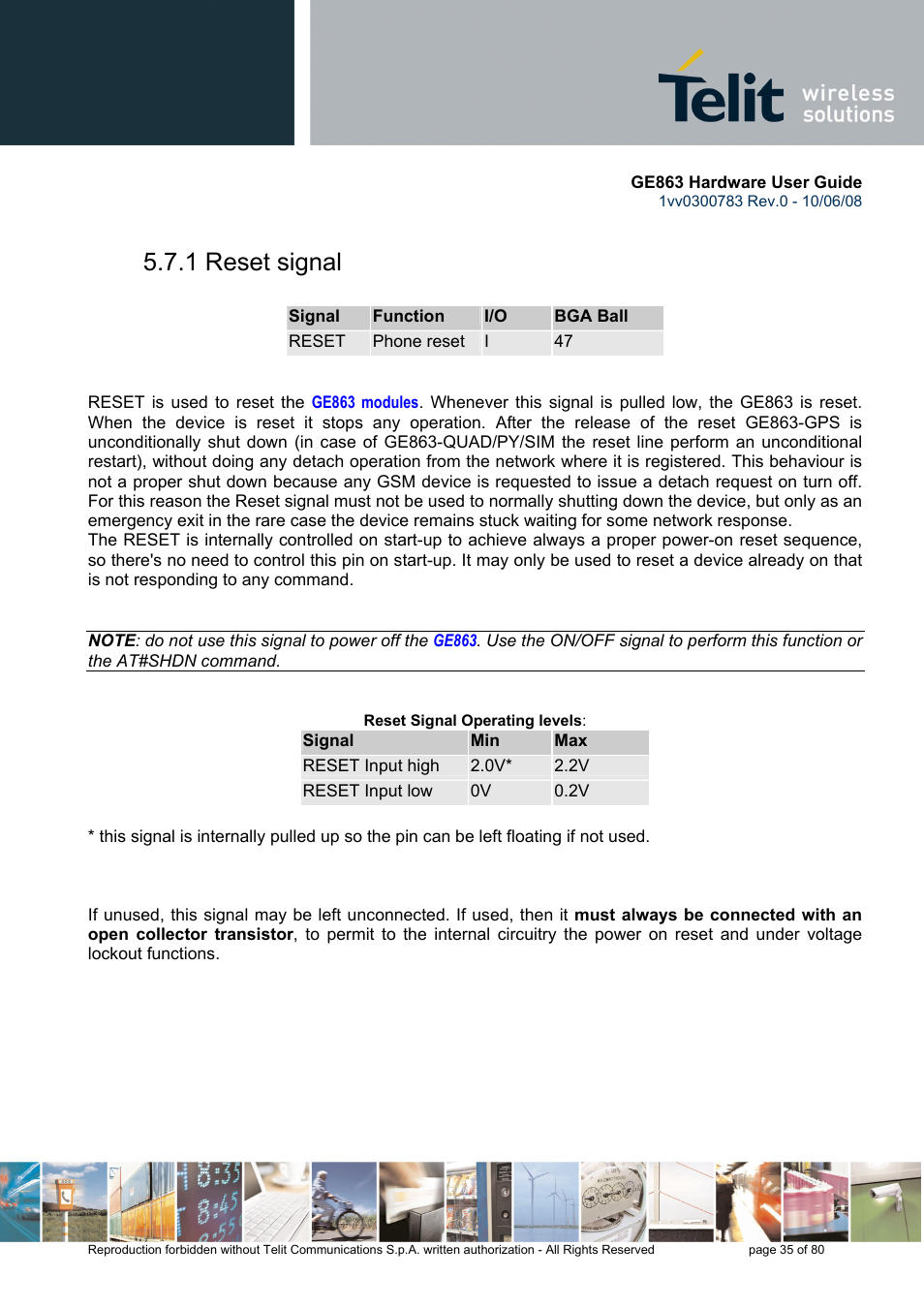 1 reset signal | Rainbow Electronics GE863-PY User Manual | Page 35 / 80