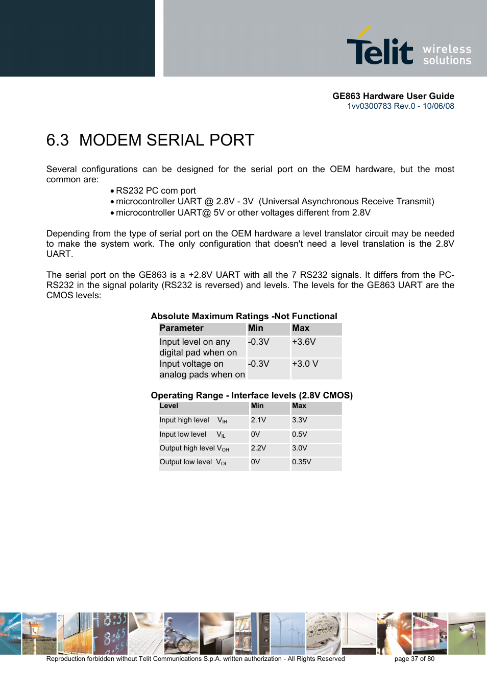 3 modem serial port | Rainbow Electronics GE863-PY User Manual | Page 37 / 80