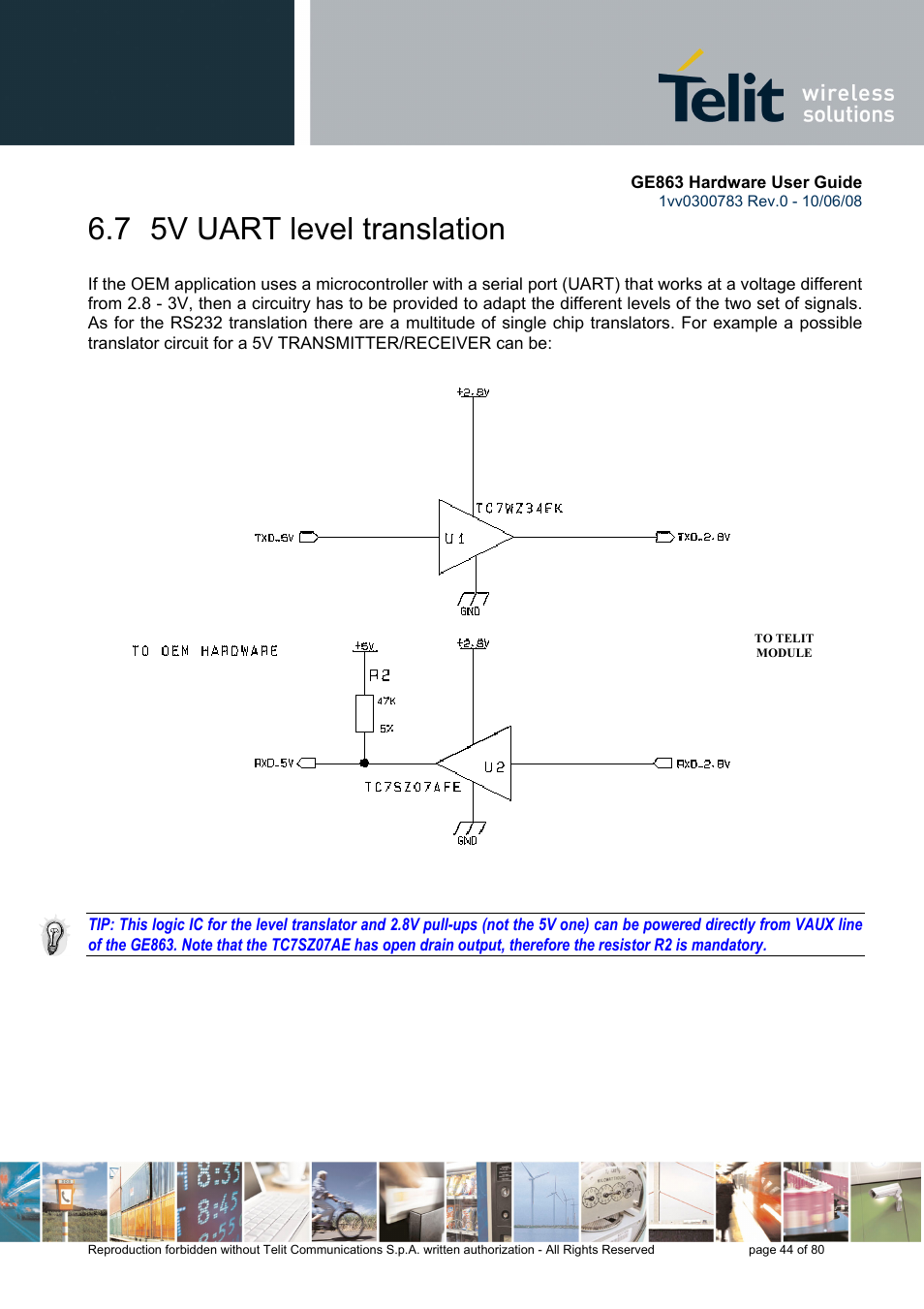 7 5v uart level translation | Rainbow Electronics GE863-PY User Manual | Page 44 / 80