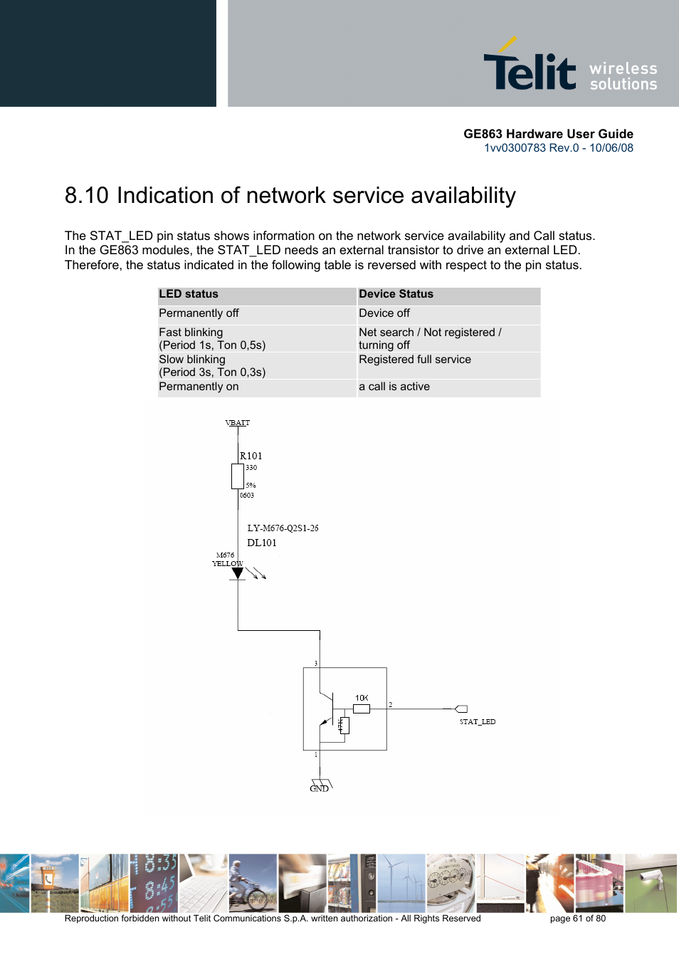 10 indication of network service availability | Rainbow Electronics GE863-PY User Manual | Page 61 / 80