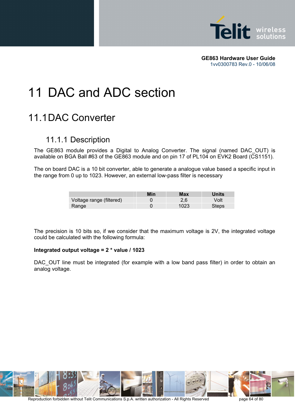 1 dac converter, 1 description | Rainbow Electronics GE863-PY User Manual | Page 64 / 80