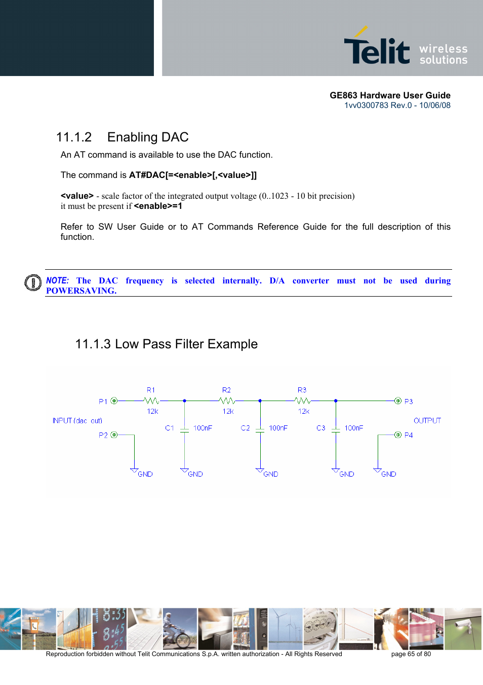 2 enabling dac, 3 low pass filter example | Rainbow Electronics GE863-PY User Manual | Page 65 / 80