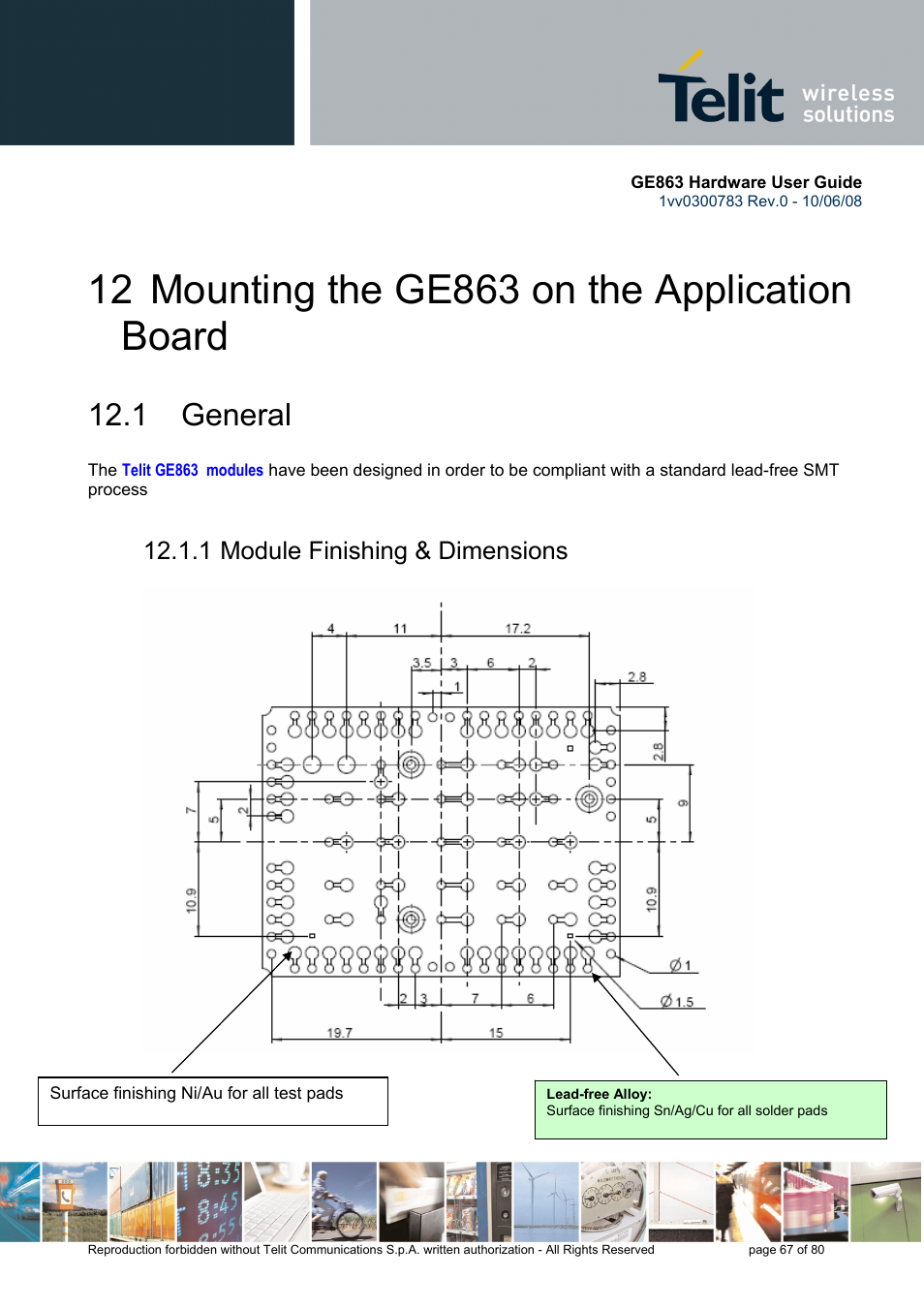 1 general, 1 module finishing & dimensions | Rainbow Electronics GE863-PY User Manual | Page 67 / 80