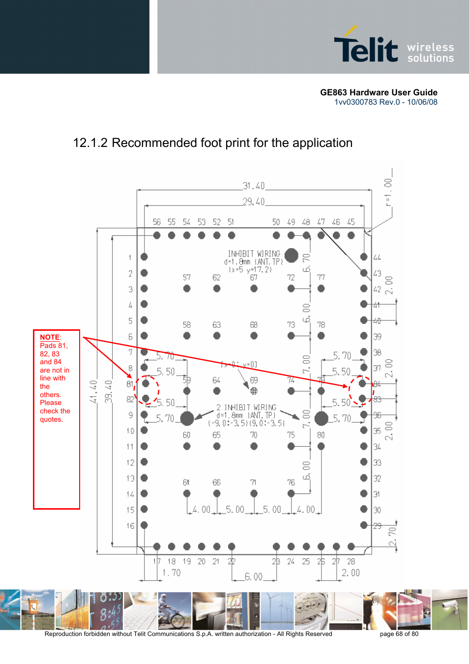 2 recommended foot print for the application | Rainbow Electronics GE863-PY User Manual | Page 68 / 80