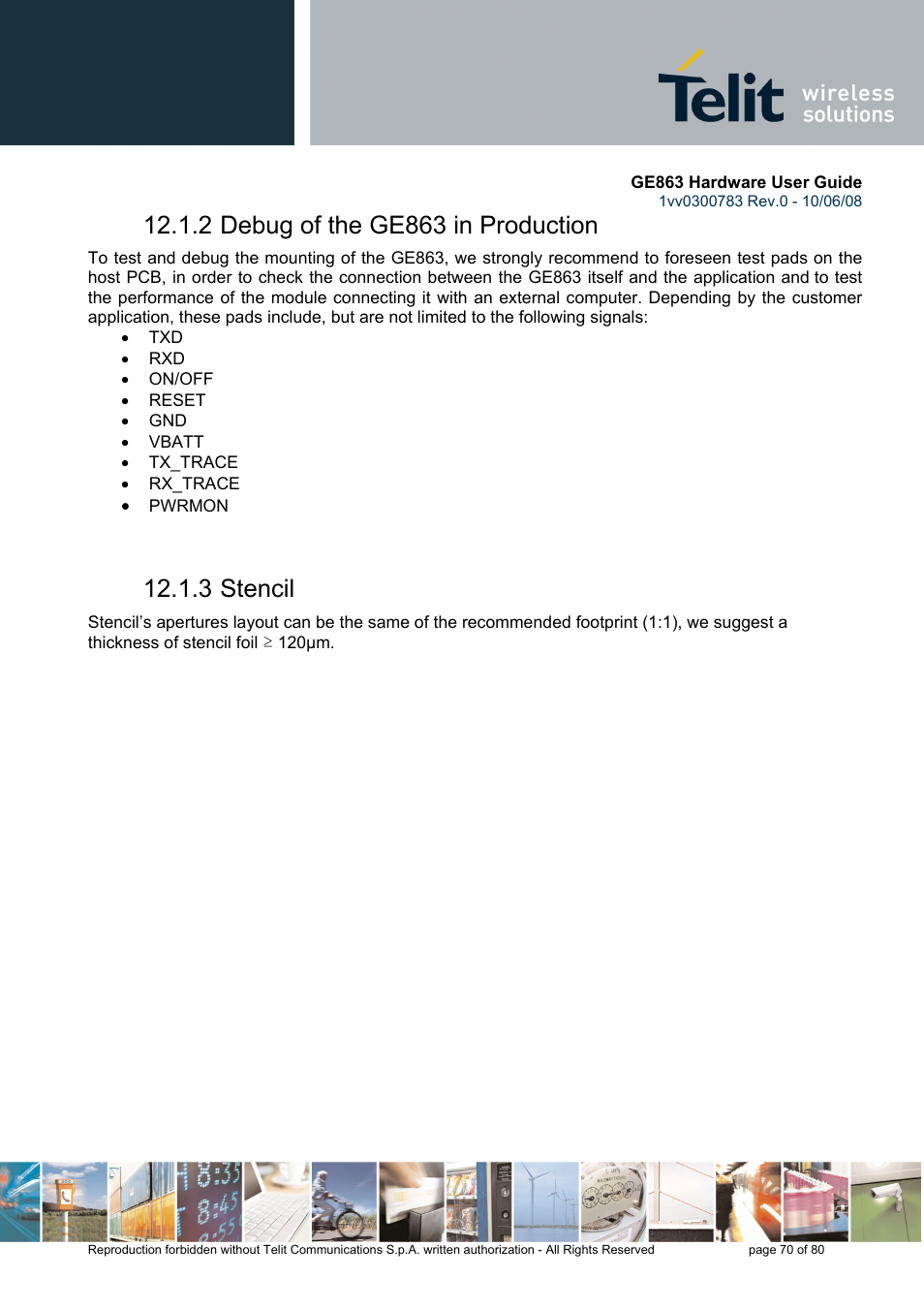 2 debug of the ge863 in production, 3 stencil | Rainbow Electronics GE863-PY User Manual | Page 70 / 80