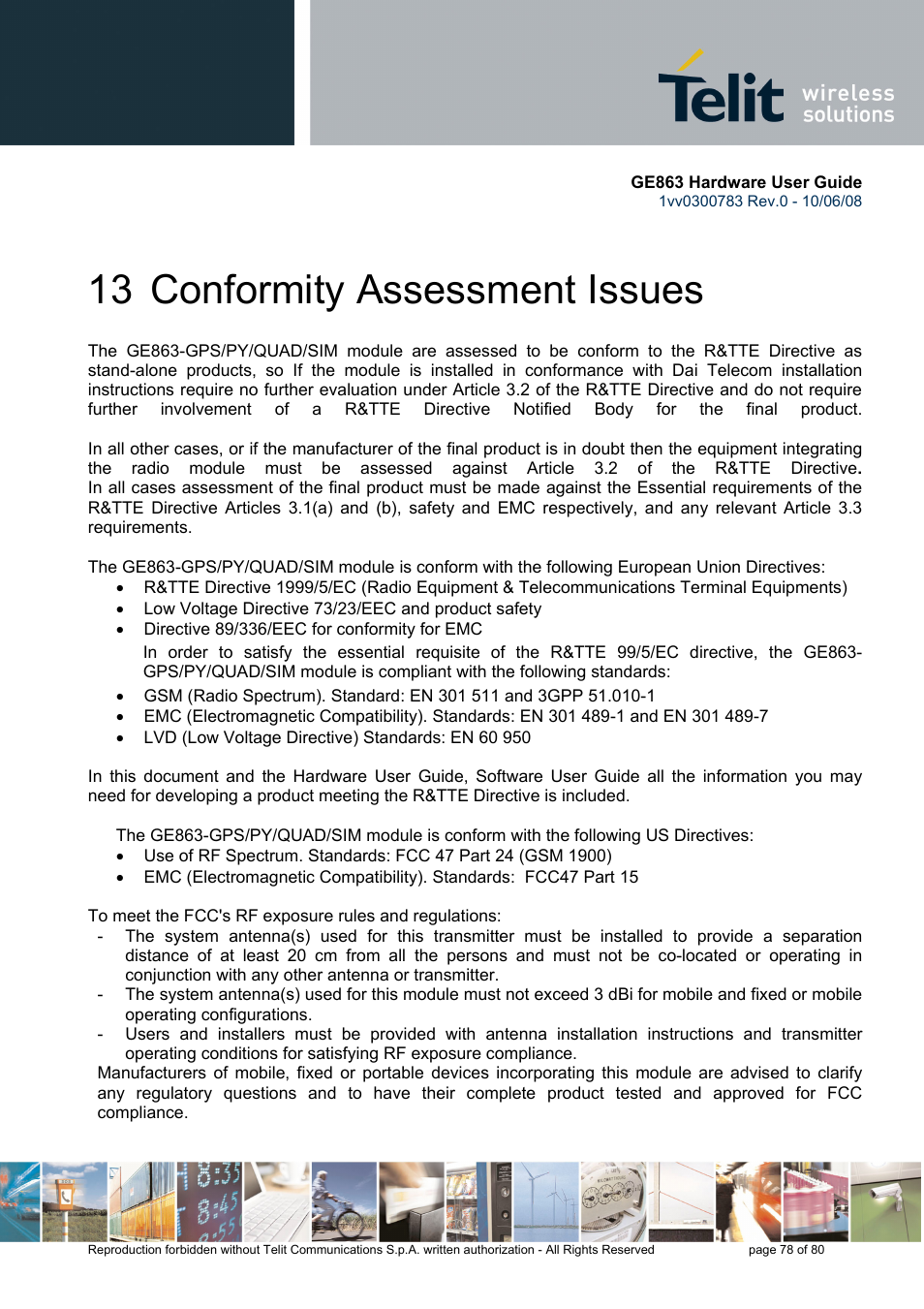 13 conformity assessment issues | Rainbow Electronics GE863-PY User Manual | Page 78 / 80