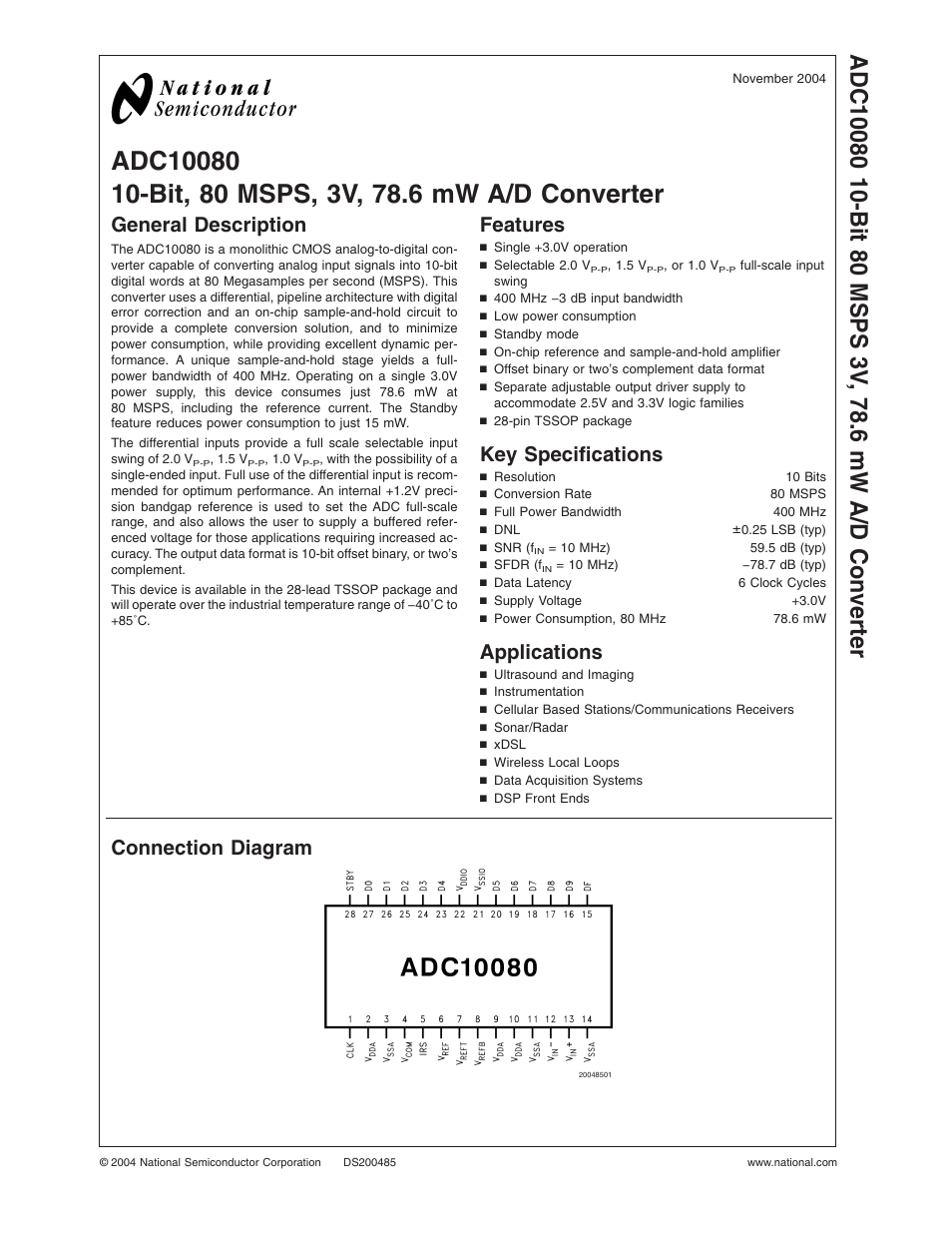 Rainbow Electronics ADC10080 User Manual | 19 pages