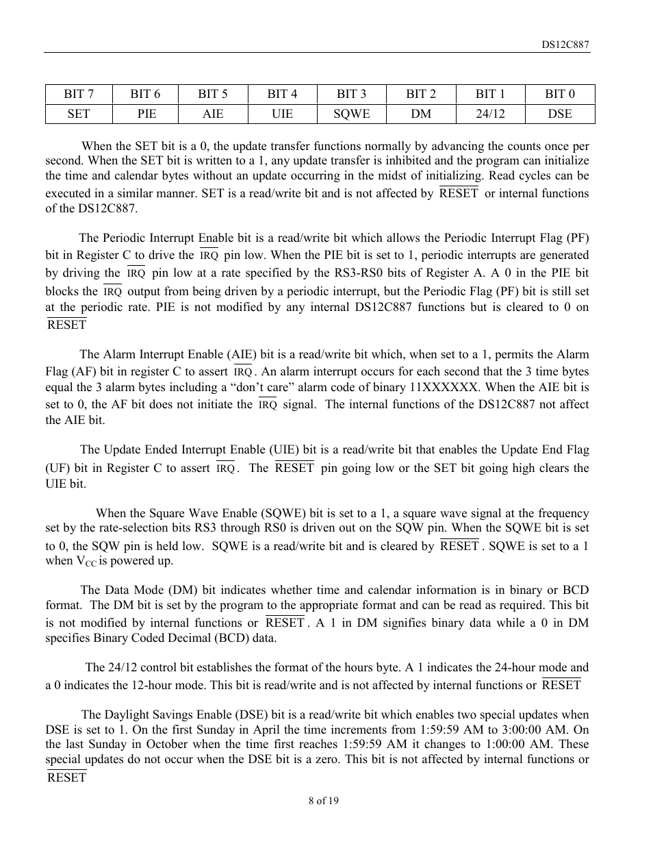Register b | Rainbow Electronics DS12C887 User Manual | Page 8 / 19
