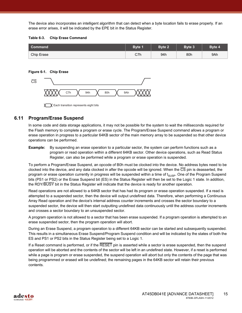 11 program/erase suspend | Rainbow Electronics AT45DB041E User Manual | Page 15 / 71