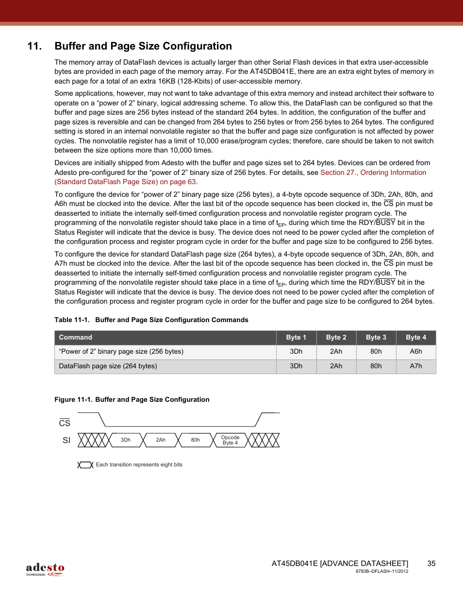 Buffer and page size configuration | Rainbow Electronics AT45DB041E User Manual | Page 35 / 71