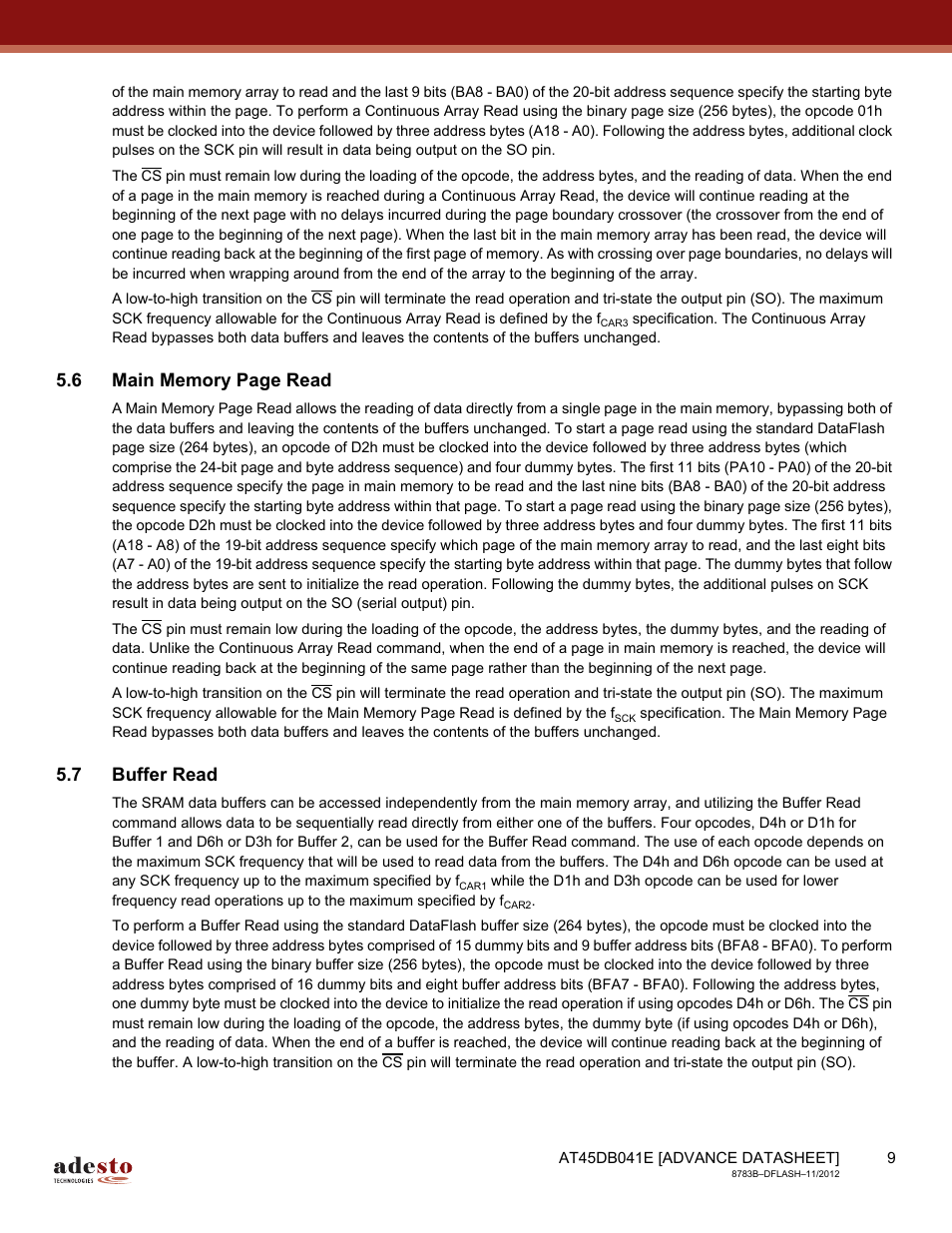 7 buffer read | Rainbow Electronics AT45DB041E User Manual | Page 9 / 71