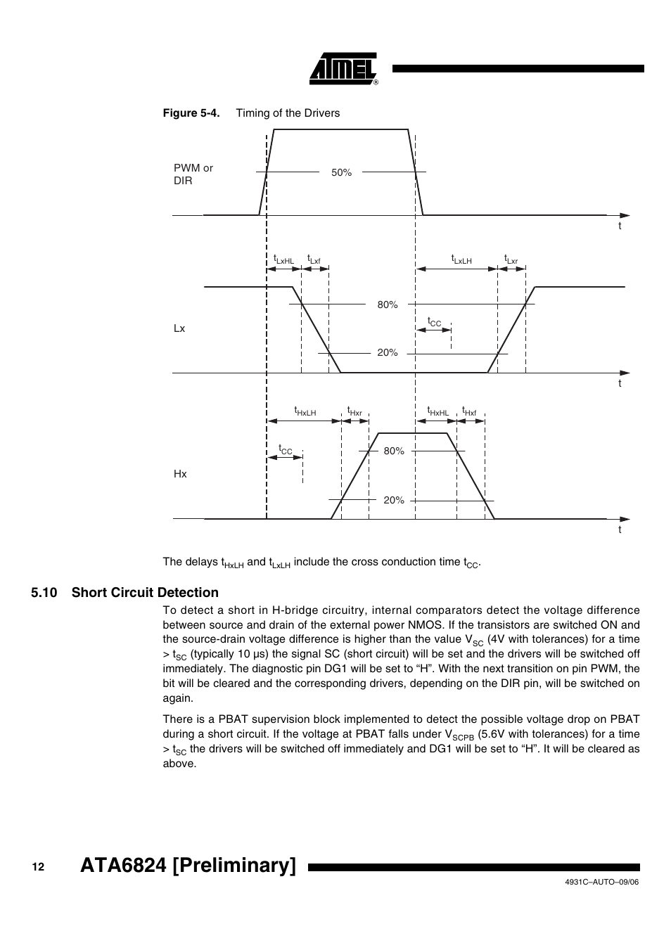 Ata6824 [preliminary, 10 short circuit detection | Rainbow Electronics ATA6824 User Manual | Page 12 / 22