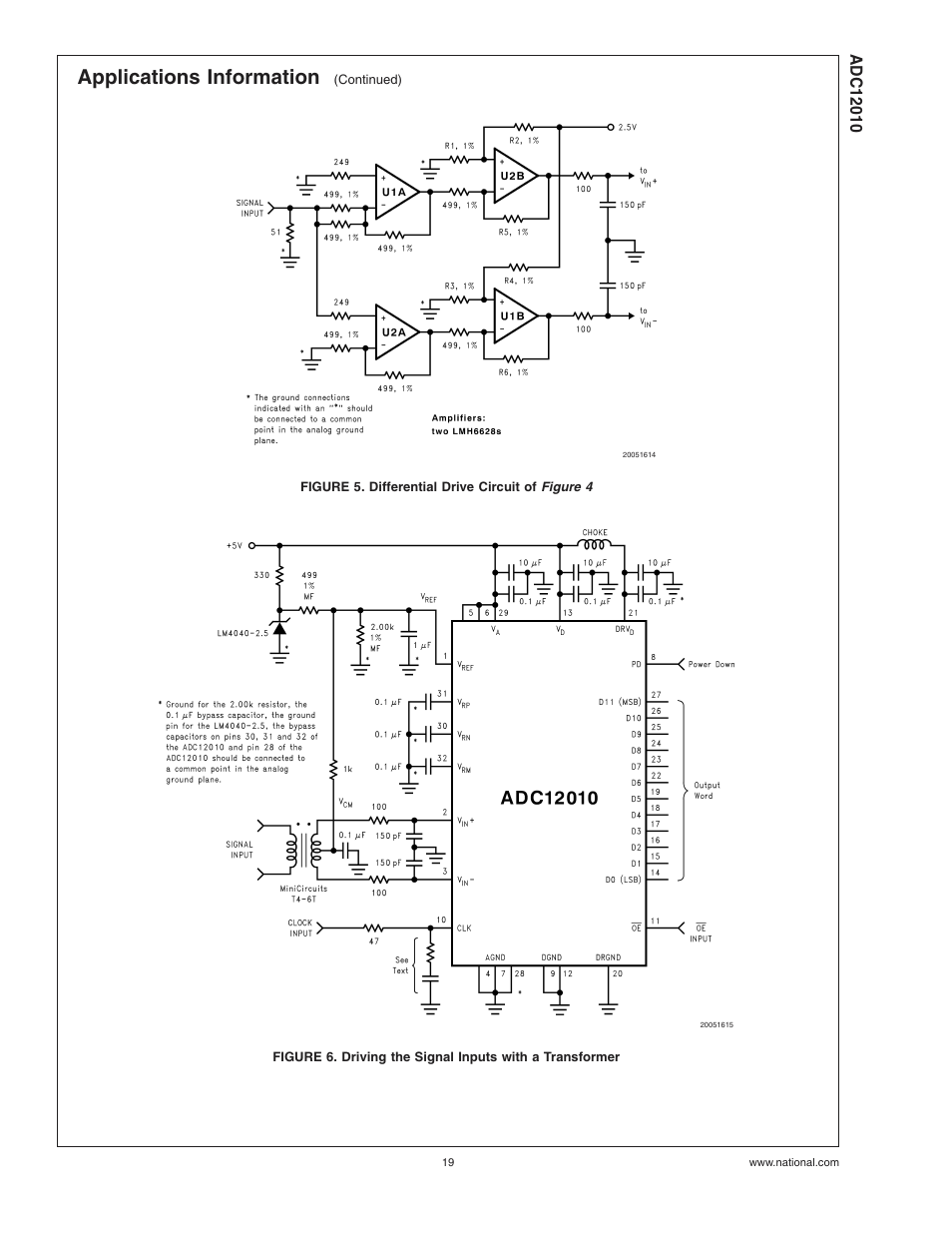 Figure 5. differential drive circuit of, Figure 5, Figure 6 | Applications information | Rainbow Electronics ADC12010 User Manual | Page 19 / 22