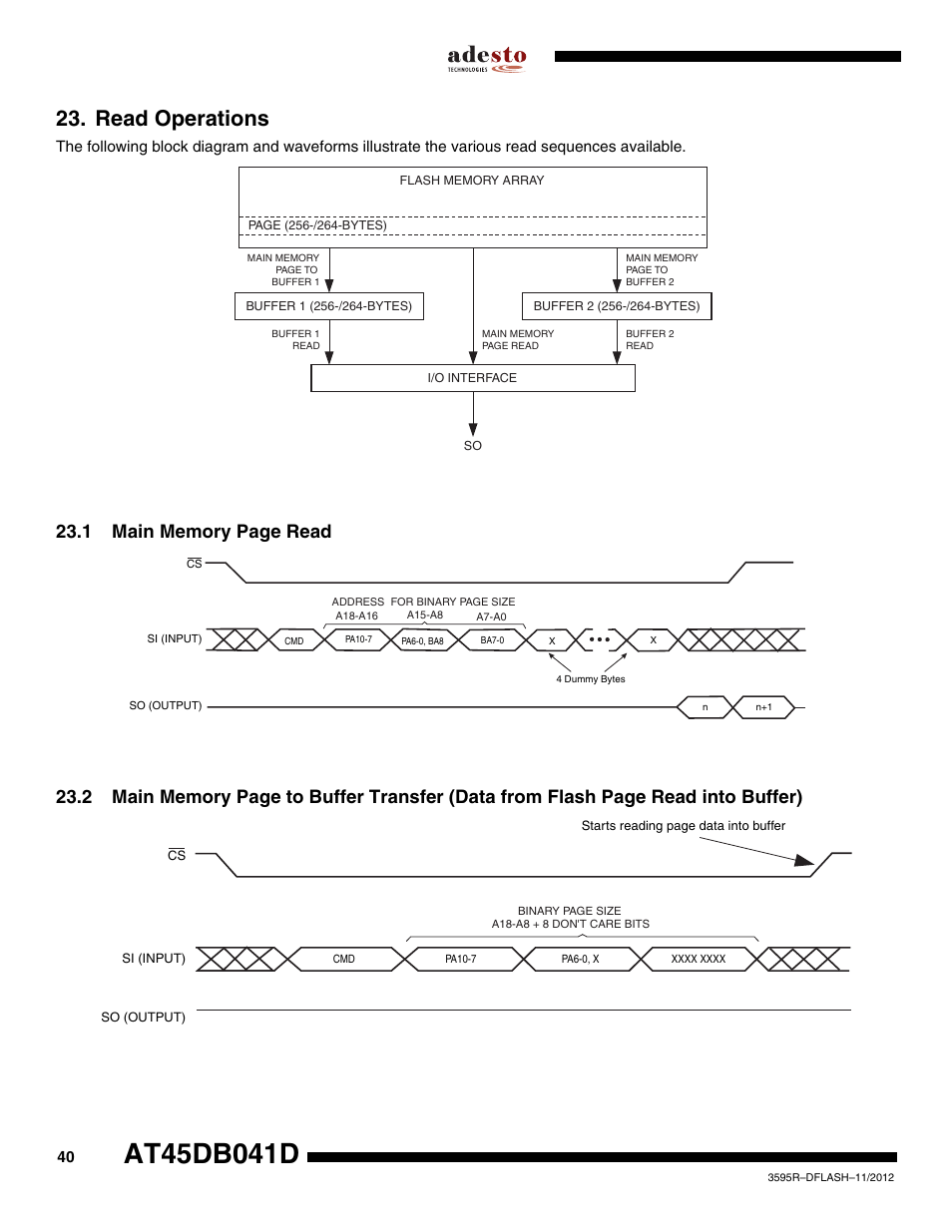 Read operations | Rainbow Electronics AT45DB041D User Manual | Page 40 / 53