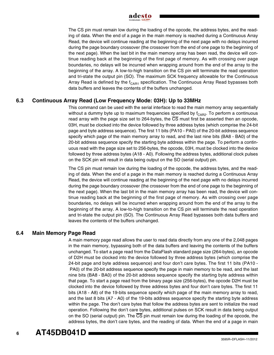 Rainbow Electronics AT45DB041D User Manual | Page 6 / 53