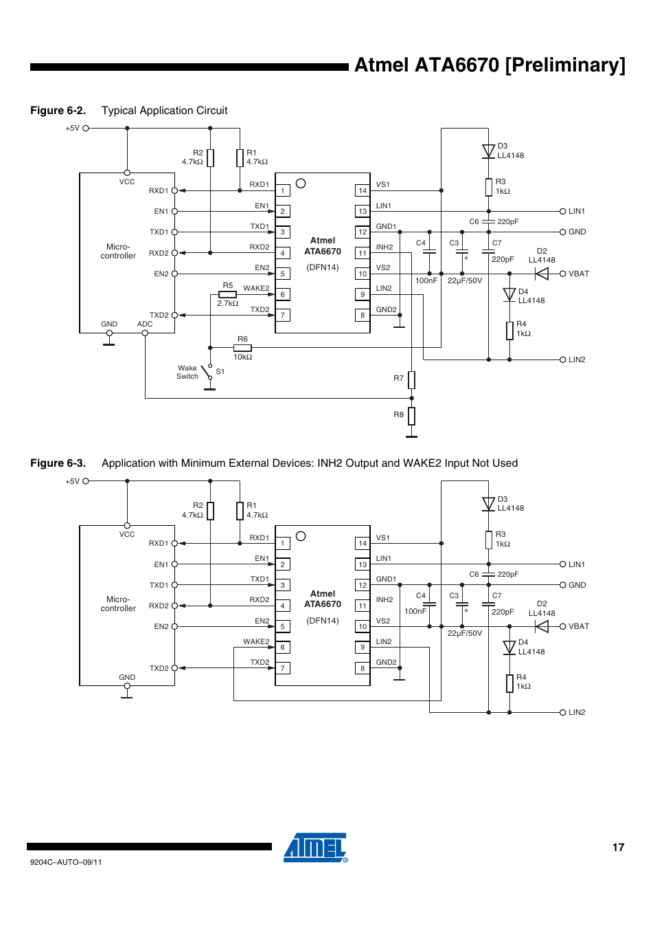 Atmel ata6670 [preliminary | Rainbow Electronics ATA6670 User Manual | Page 17 / 20
