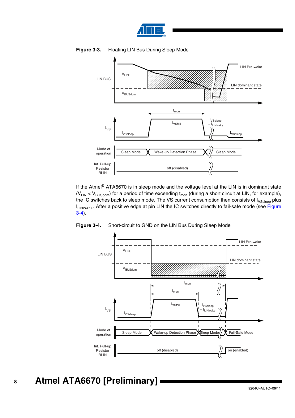 Atmel ata6670 [preliminary, For a period of time exceeding t, Plus i | Rainbow Electronics ATA6670 User Manual | Page 8 / 20