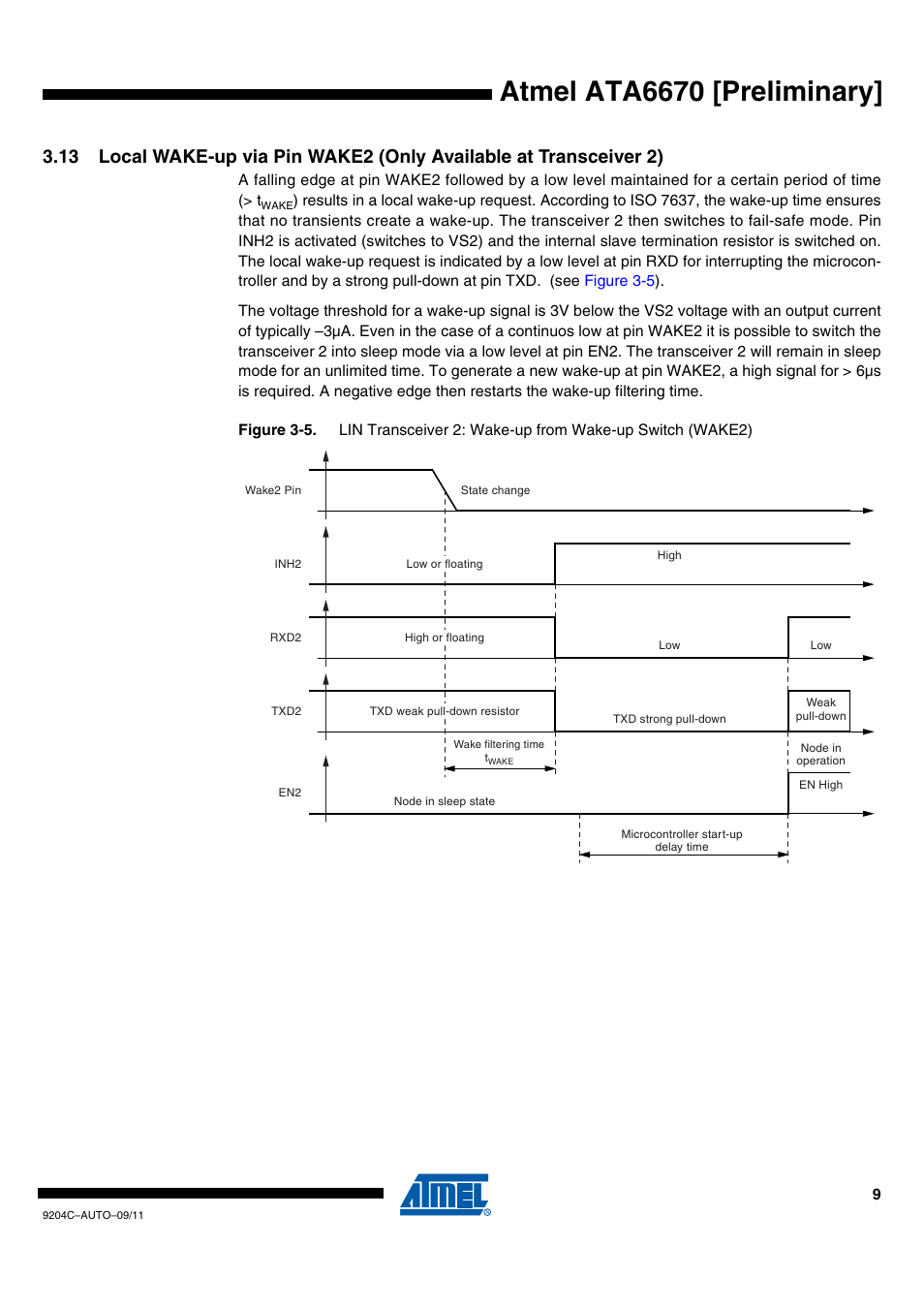 Atmel ata6670 [preliminary | Rainbow Electronics ATA6670 User Manual | Page 9 / 20