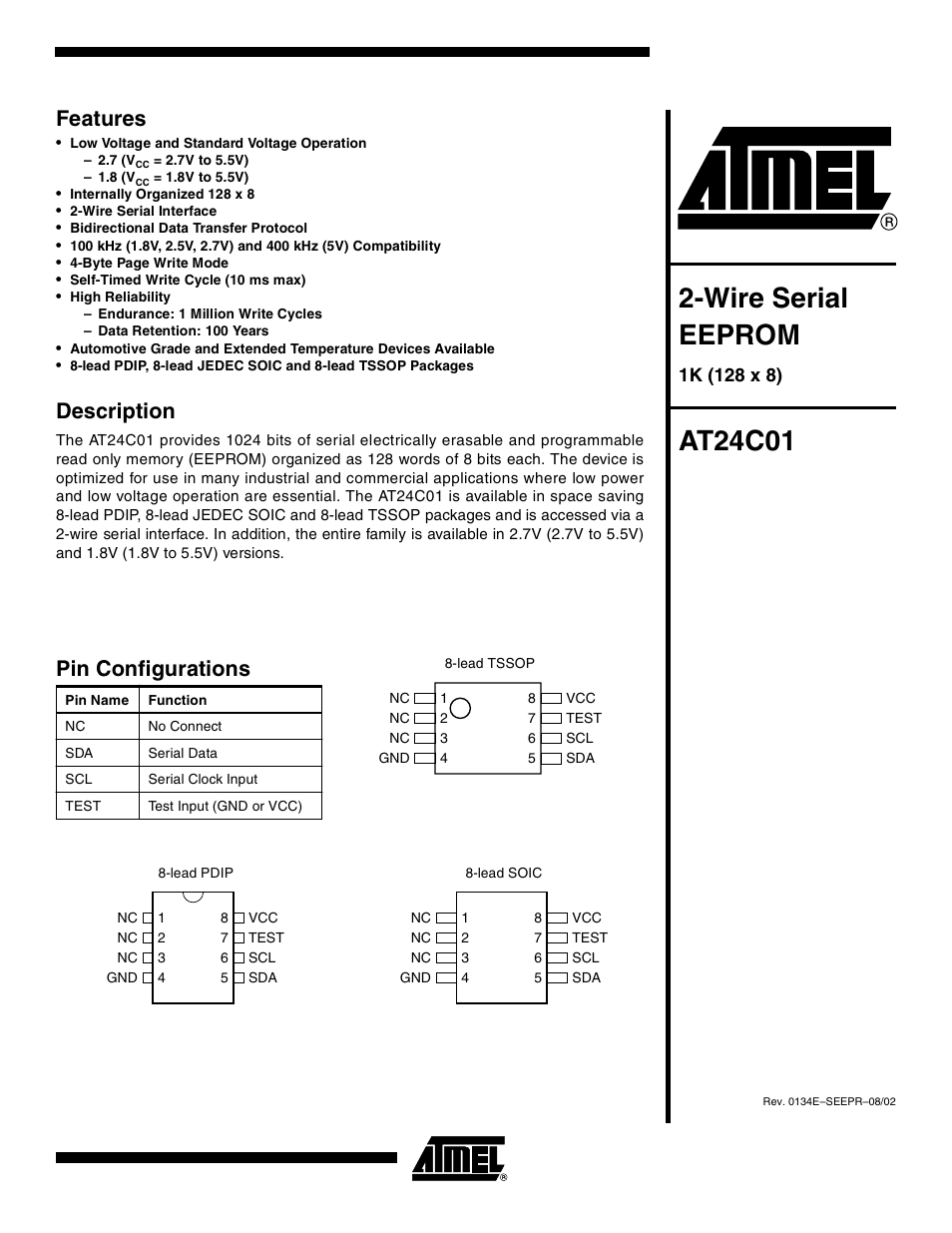 Rainbow Electronics AT24C01 User Manual | 14 pages