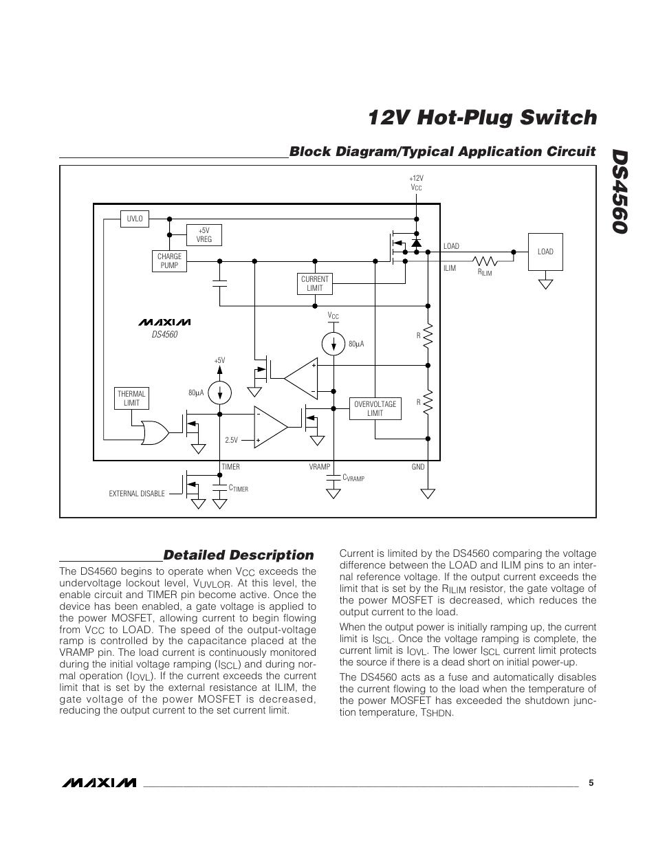 Block diagram/typical application circuit, Detailed description | Rainbow Electronics DS4560 User Manual | Page 5 / 8