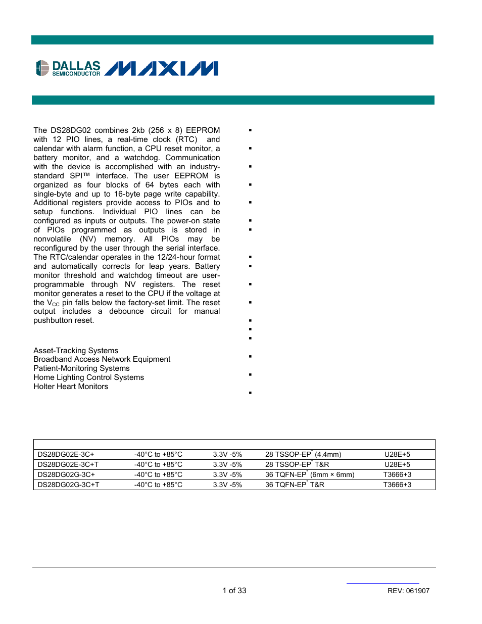 Rainbow Electronics DS28DG02 User Manual | 33 pages