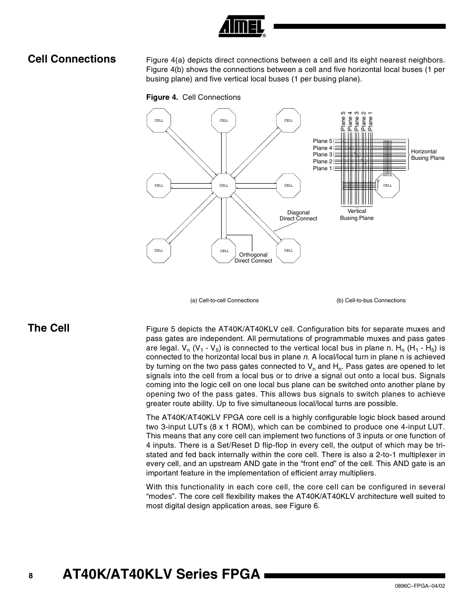 Cell connections, The cell, At40k/at40klv series fpga | And h | Rainbow Electronics AT40K40LV User Manual | Page 8 / 67