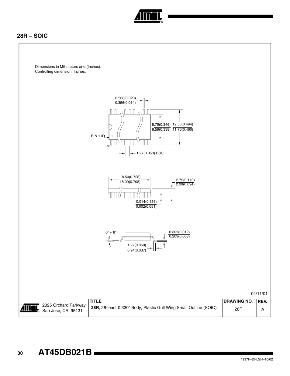 28r – soic | Rainbow Electronics AT45DB021B User Manual | Page 30 / 33