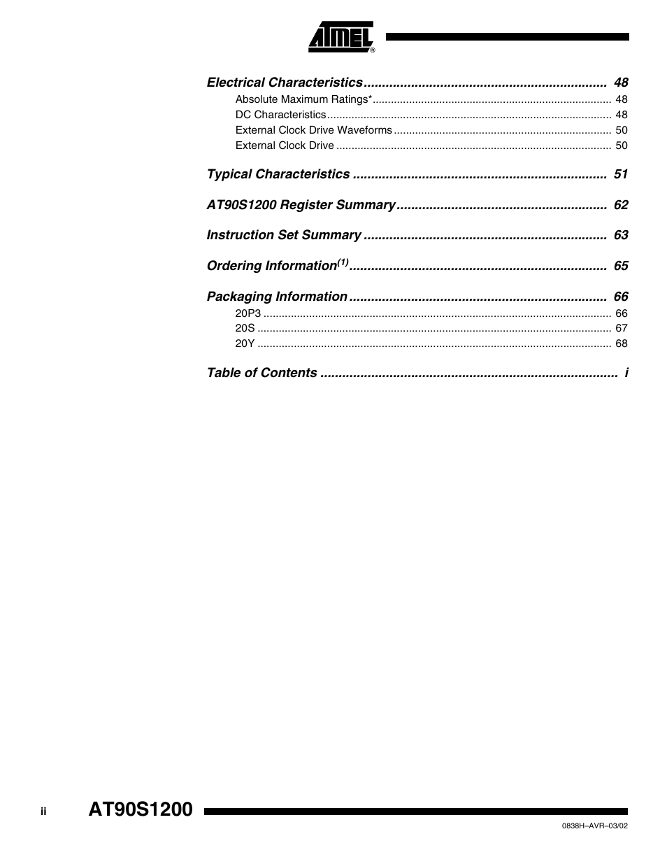 Rainbow Electronics AT90S1200 User Manual | Page 70 / 71