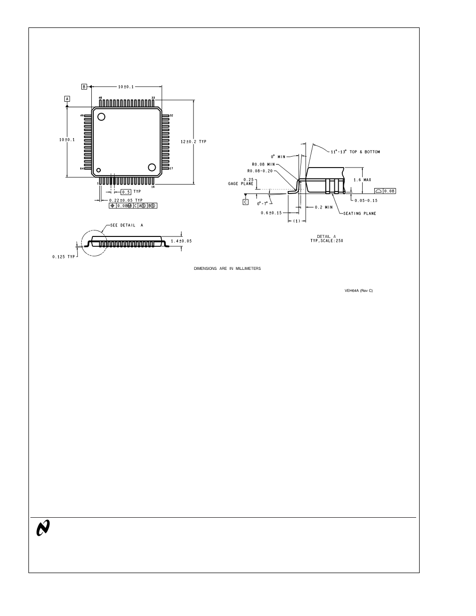 Physical dimensions | Rainbow Electronics DS92LV090A User Manual | Page 9 / 9