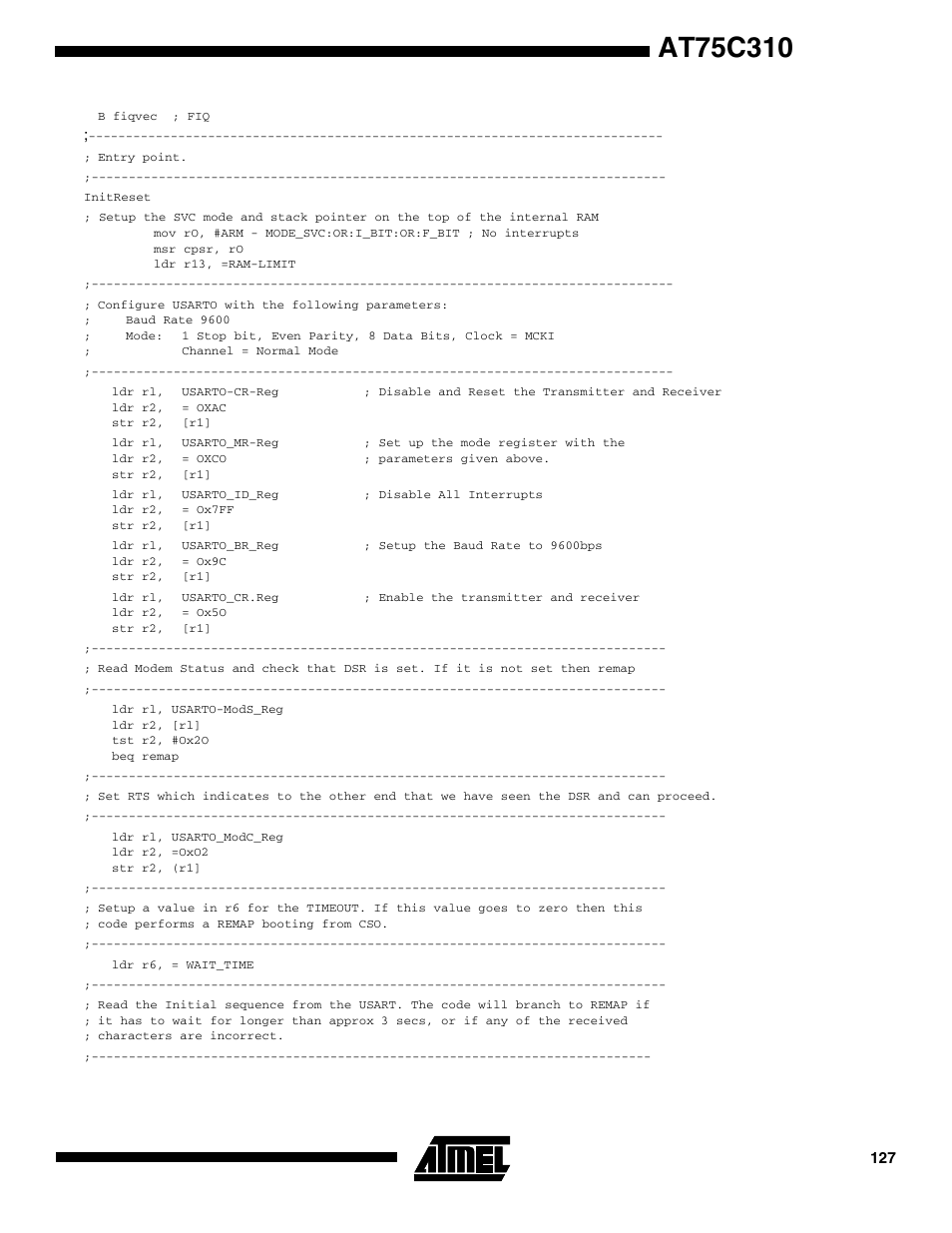 Rainbow Electronics AT75C310 User Manual | Page 127 / 132