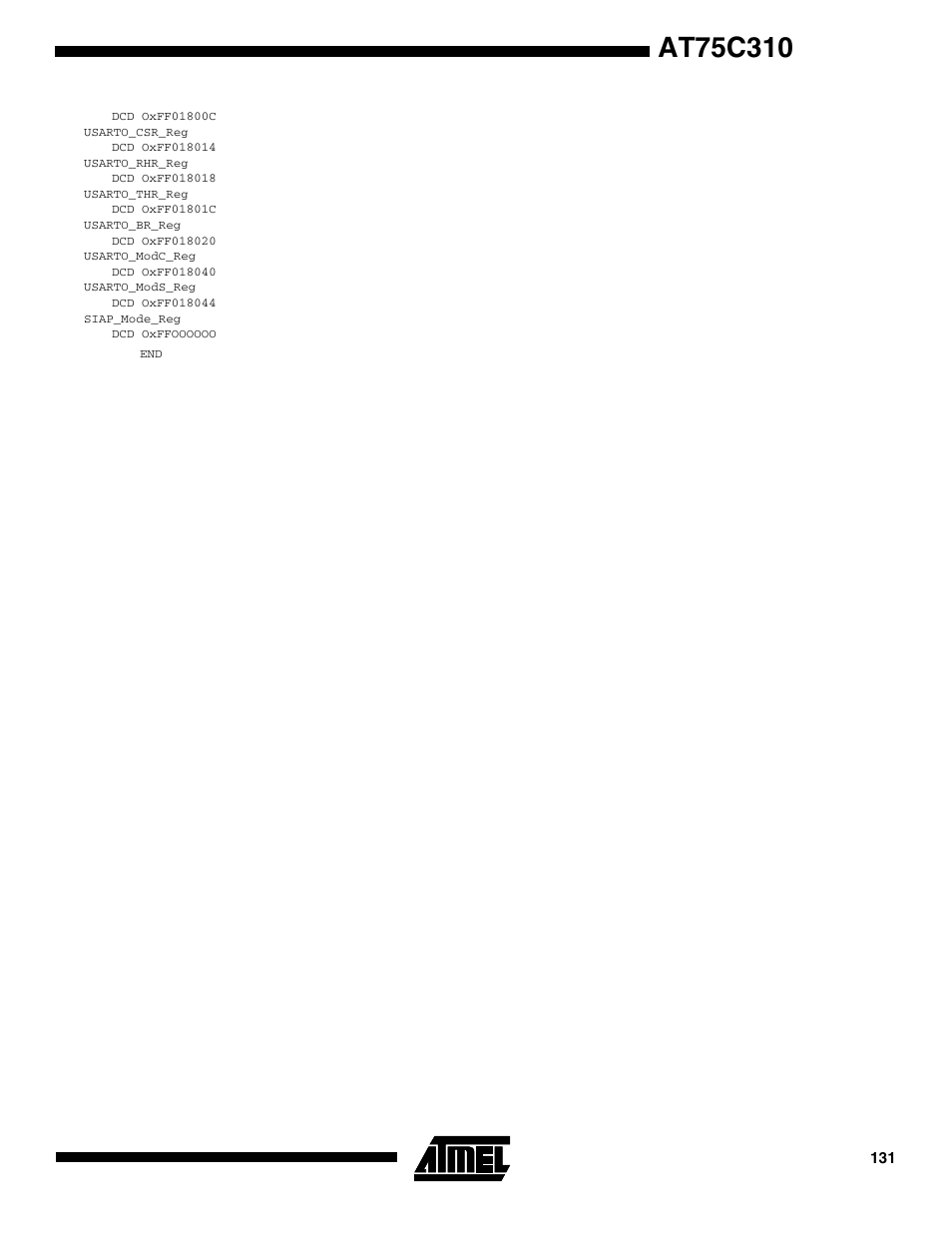 Rainbow Electronics AT75C310 User Manual | Page 131 / 132