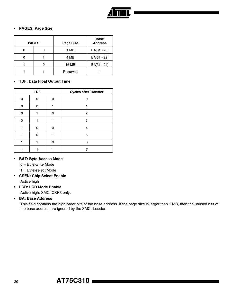 Rainbow Electronics AT75C310 User Manual | Page 20 / 132