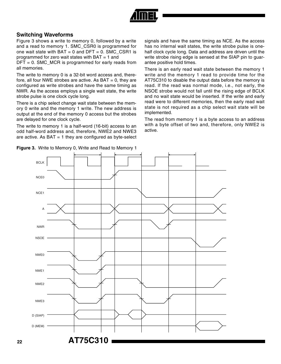 Switching waveforms | Rainbow Electronics AT75C310 User Manual | Page 22 / 132