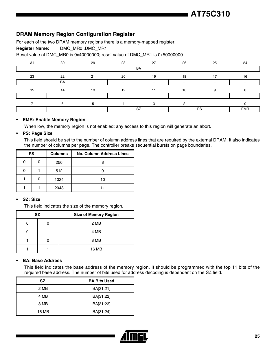 Rainbow Electronics AT75C310 User Manual | Page 25 / 132