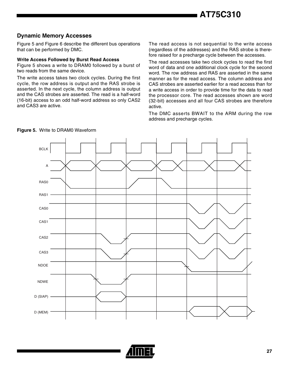 Write access followed by burst read access | Rainbow Electronics AT75C310 User Manual | Page 27 / 132