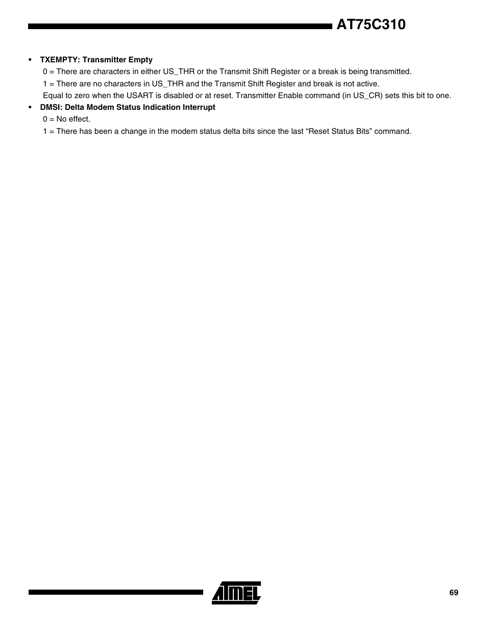 Rainbow Electronics AT75C310 User Manual | Page 69 / 132