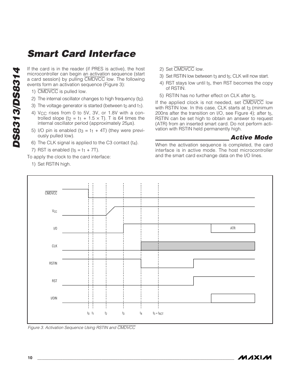 Smart card interface, Active mode | Rainbow Electronics DS8314 User Manual | Page 10 / 17