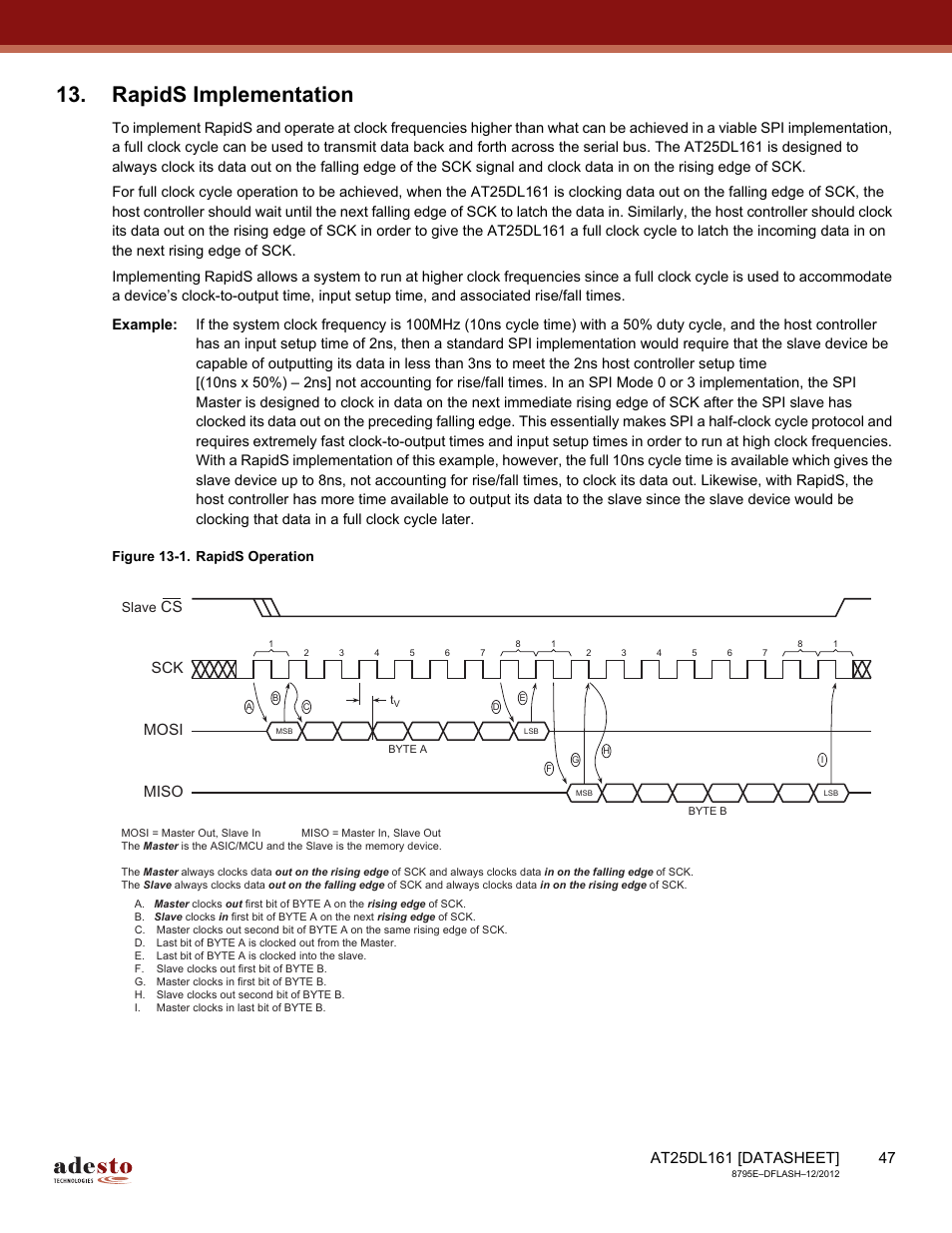 Rapids implementation, Sck mosi miso | Rainbow Electronics AT25DL161 User Manual | Page 47 / 58