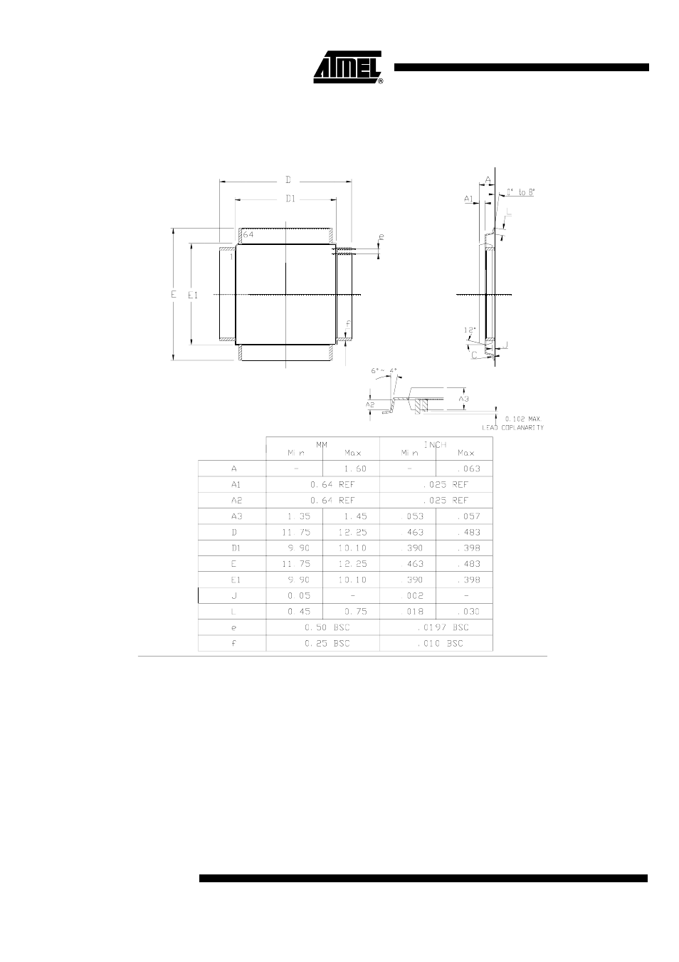 Packaging information, Lead vqfp | Rainbow Electronics AT89C5131 User Manual | Page 168 / 175