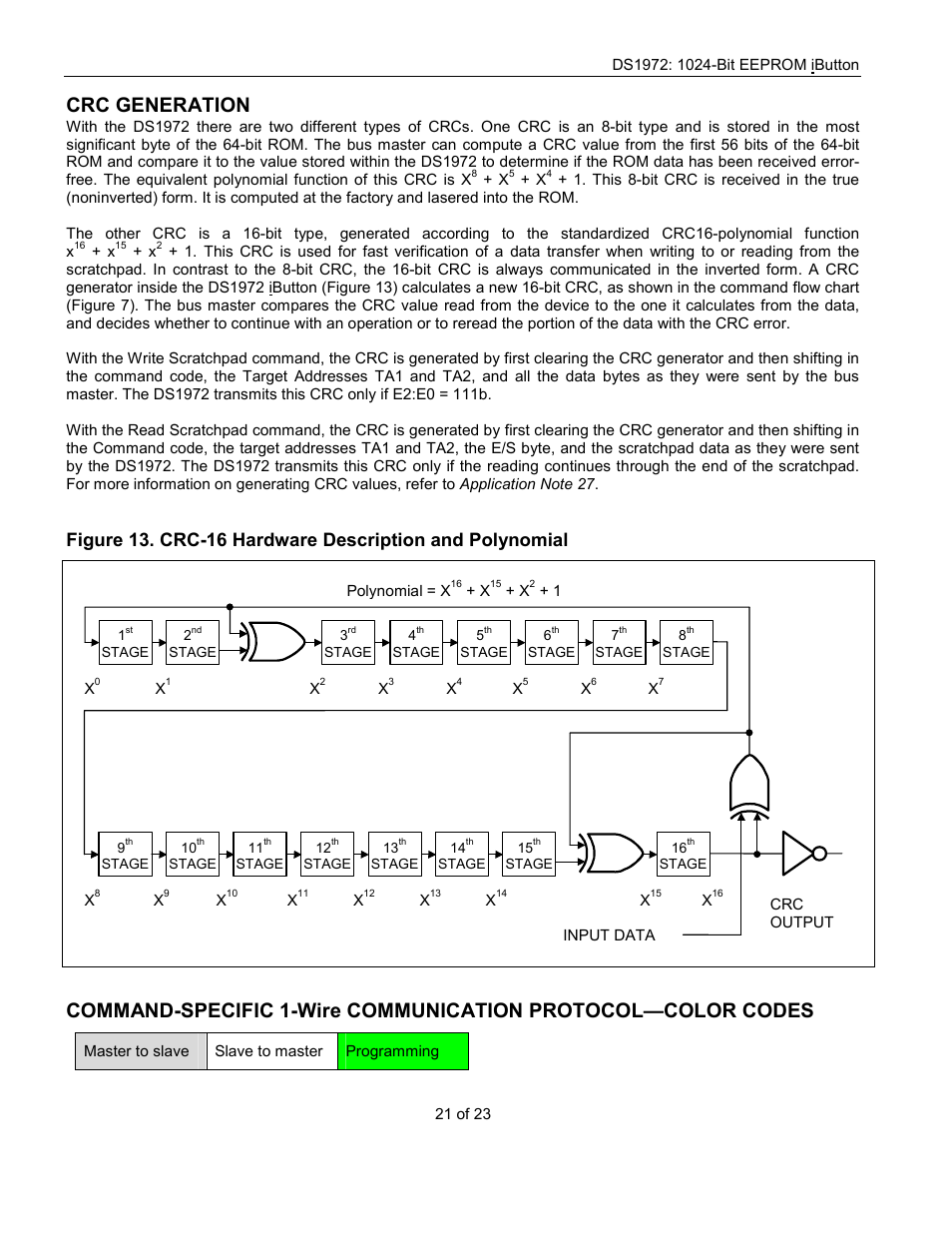 Crc generation | Rainbow Electronics DS1972 User Manual | Page 21 / 23