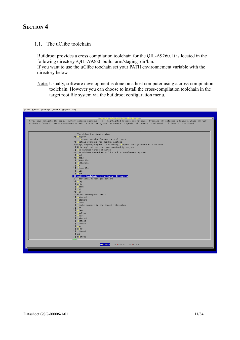 Section 4, The uclibc toolchain | Rainbow Electronics QIL-A9260-C11 User Manual | Page 11 / 34