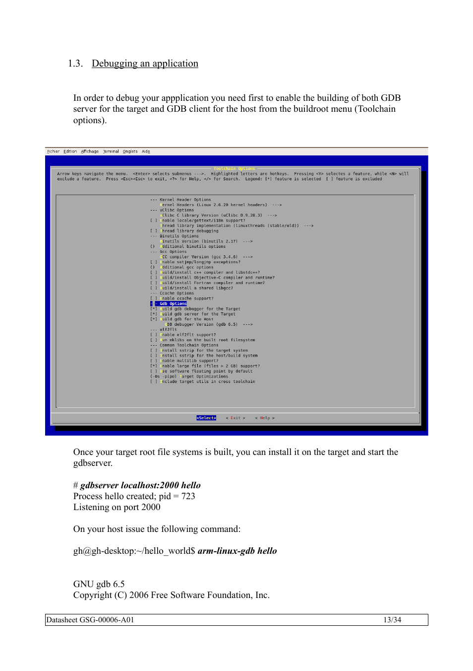 Debugging an application | Rainbow Electronics QIL-A9260-C11 User Manual | Page 13 / 34