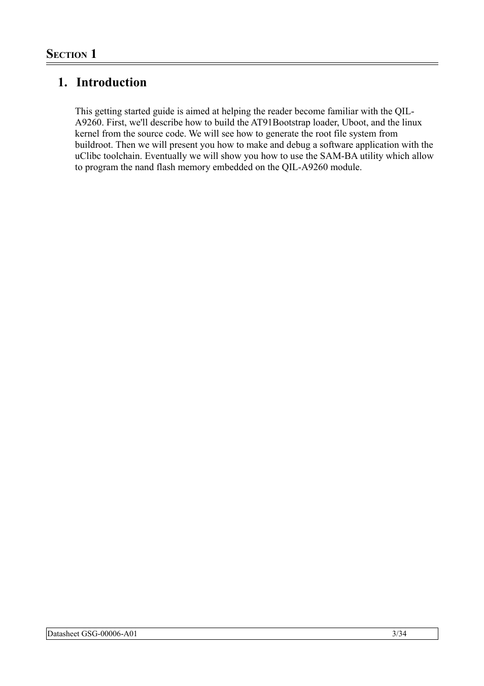 Section 1, Introduction | Rainbow Electronics QIL-A9260-C11 User Manual | Page 3 / 34