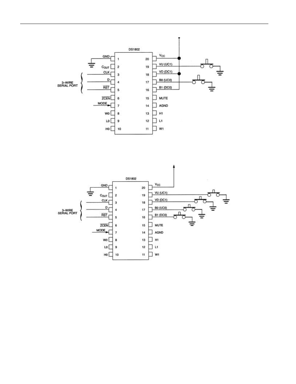 Single pushbutton configuration figure 2(a), Dual pushbutton configuration figure 2(b) | Rainbow Electronics DS1802 User Manual | Page 5 / 17