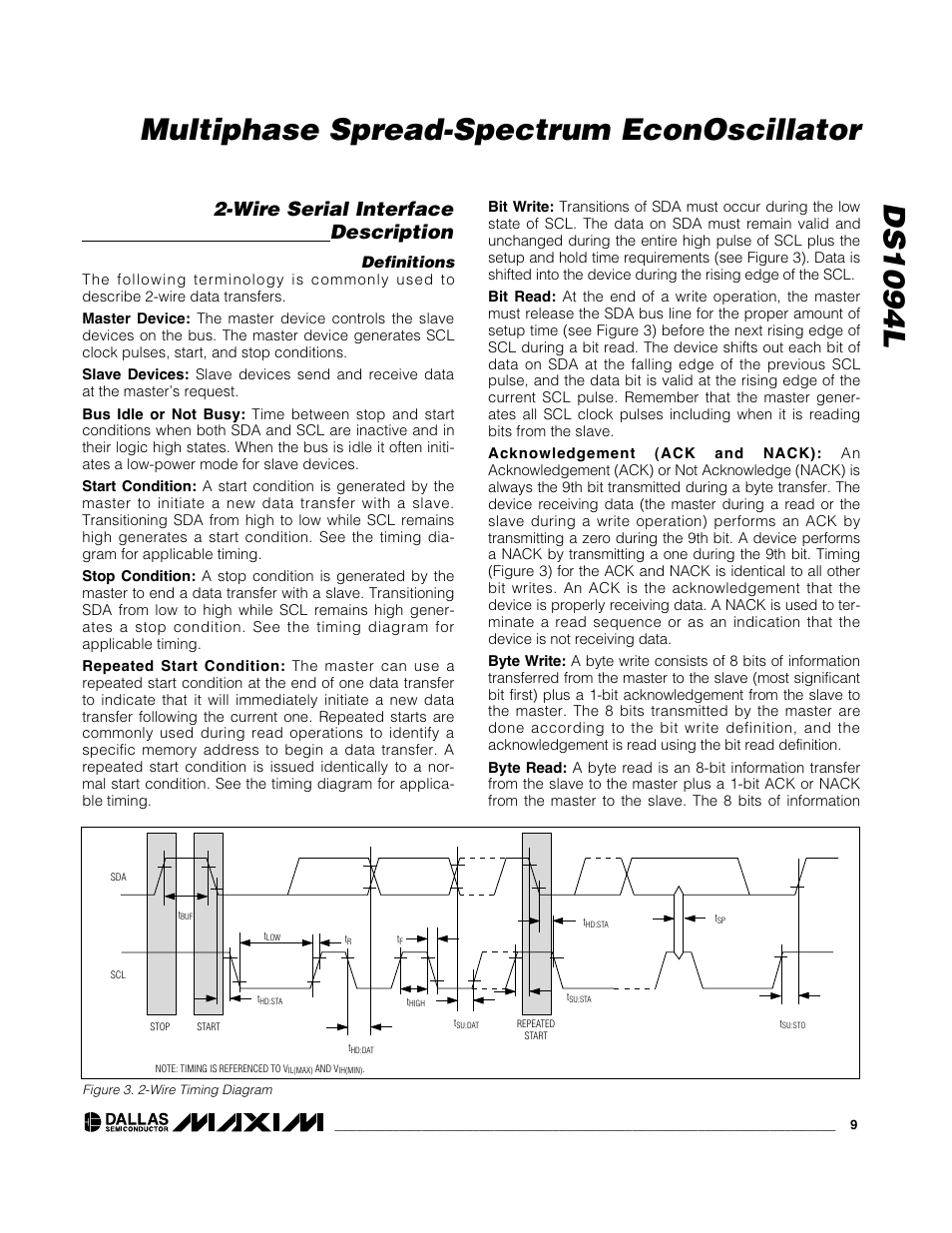 Ds1094l multiphase spread-spectrum econoscillator, Wire serial interface description | Rainbow Electronics DS1094L User Manual | Page 9 / 11