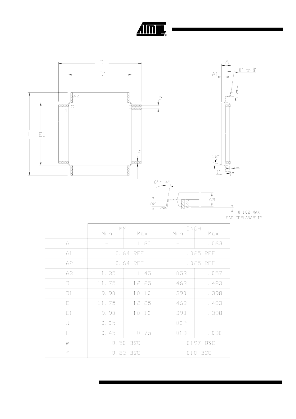 Vqfp64 package | Rainbow Electronics AT89C5122 User Manual | Page 204 / 213