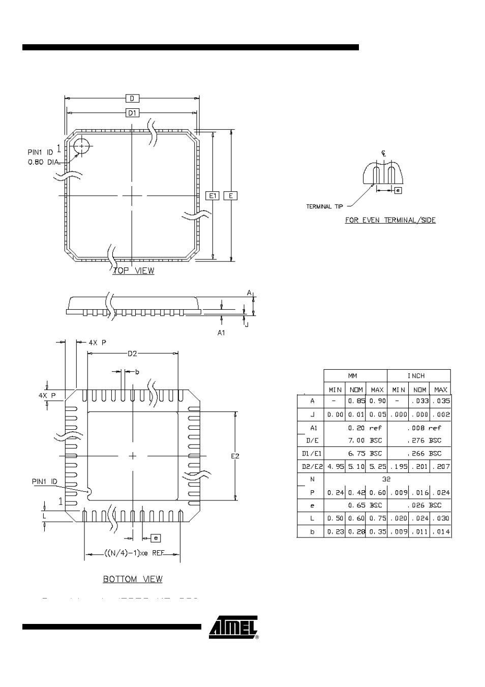 Qfn32 package | Rainbow Electronics AT89C5122 User Manual | Page 207 / 213