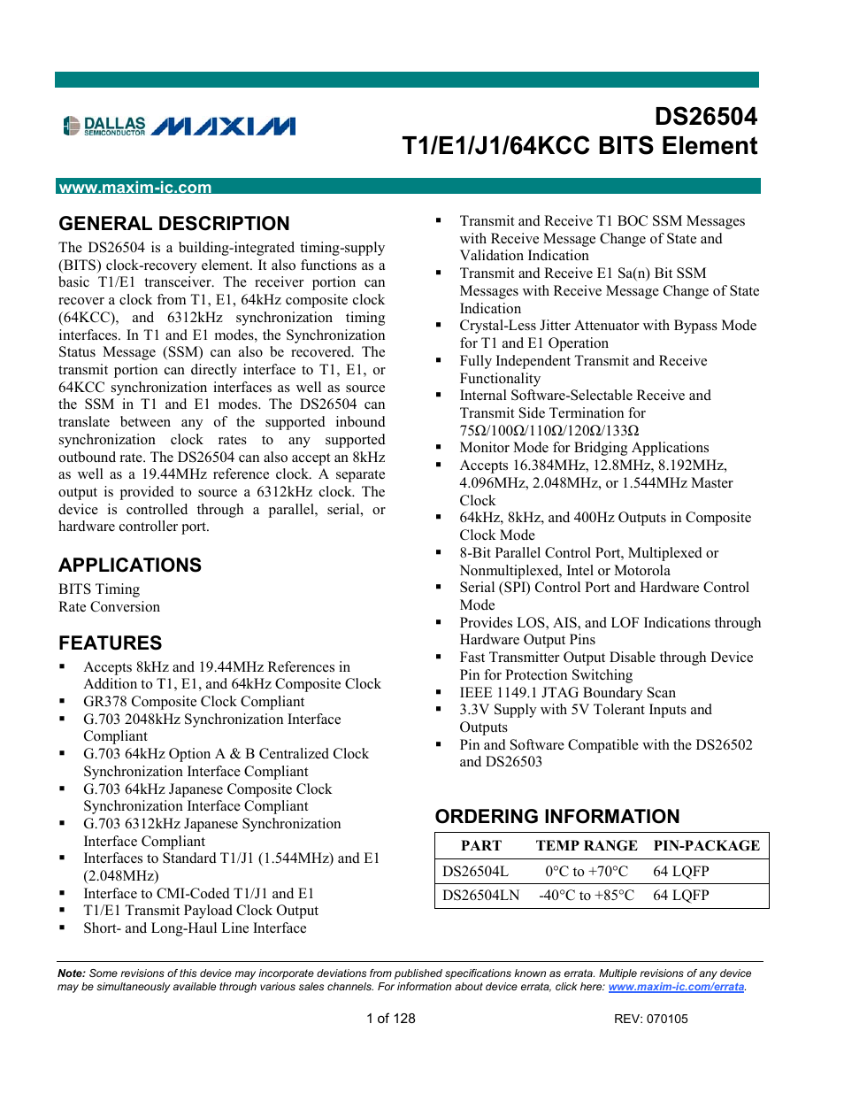 Rainbow Electronics DS26504 User Manual | 128 pages