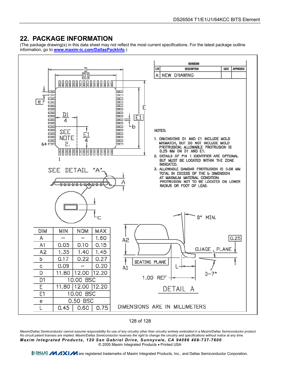 Package information | Rainbow Electronics DS26504 User Manual | Page 128 / 128