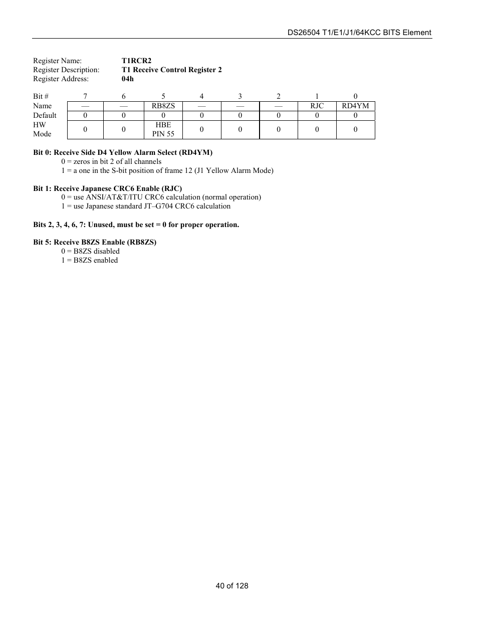 Rainbow Electronics DS26504 User Manual | Page 40 / 128